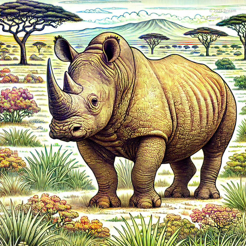 7. Rhinoceros on the Grassland