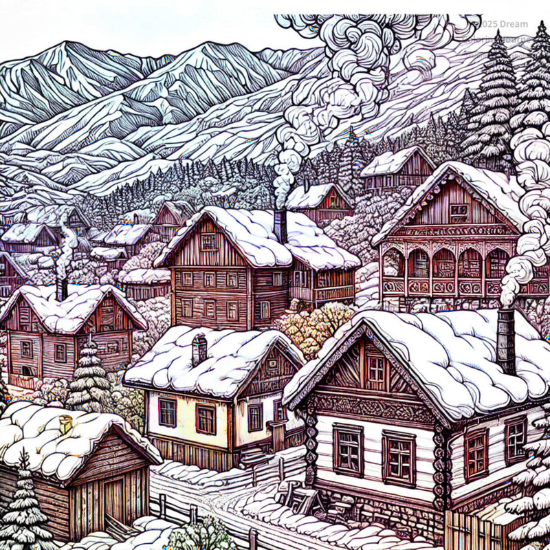 23. Serbian Winter Mountain Village Scene