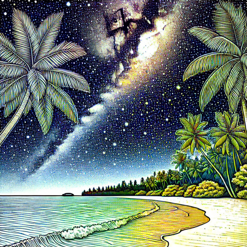 24. Starry Night Sky Over Maldives