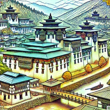 Bhutan Tourist Spot Coloring Page