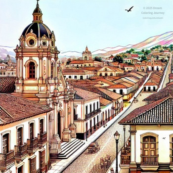 El Salvador Tourist Spot Coloring Page