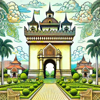 Laos Tourist Spot Coloring Page