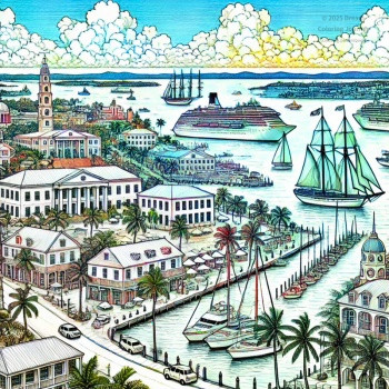 Bahama Tourist Spot Coloring Page
