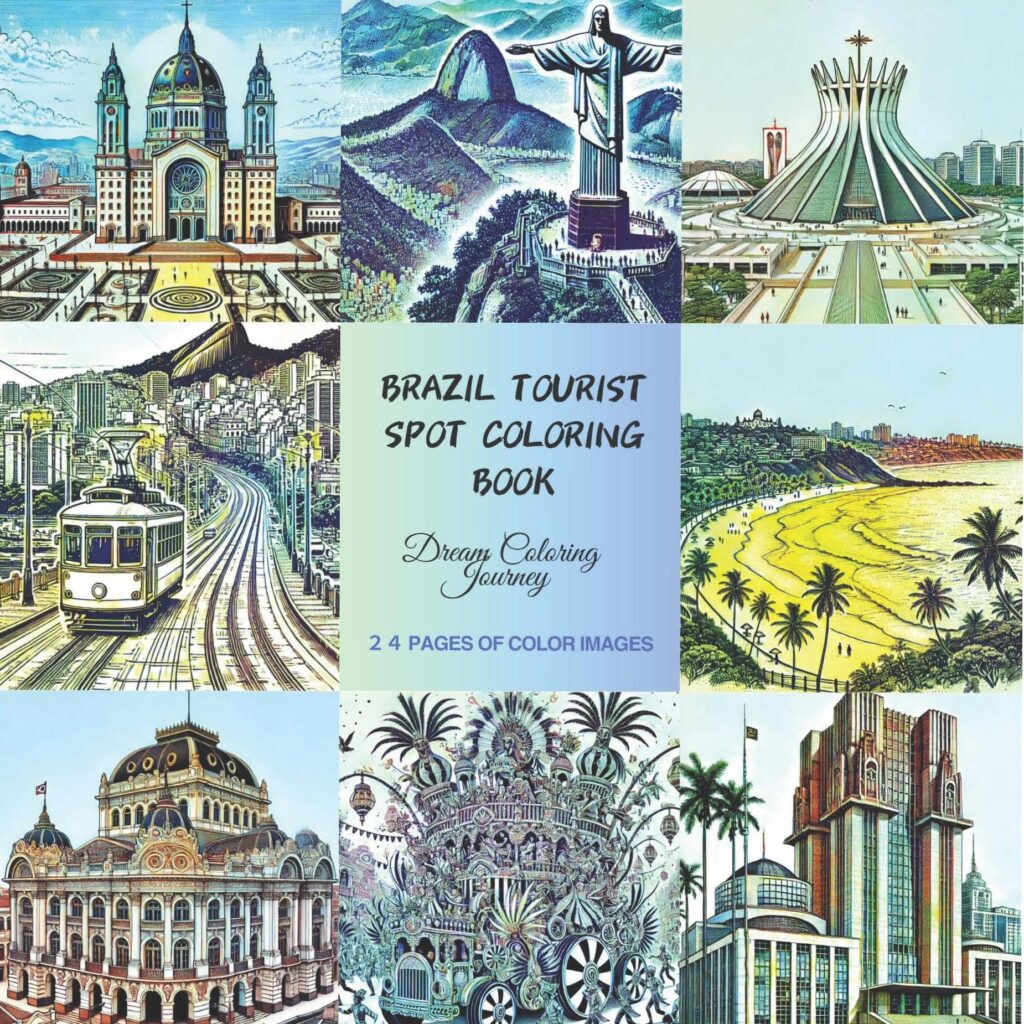 Brazil Tourist Spot Coloring Book -- Digital Download