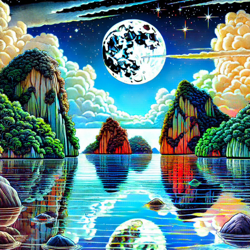 21. Rock Islands under the Moonlight