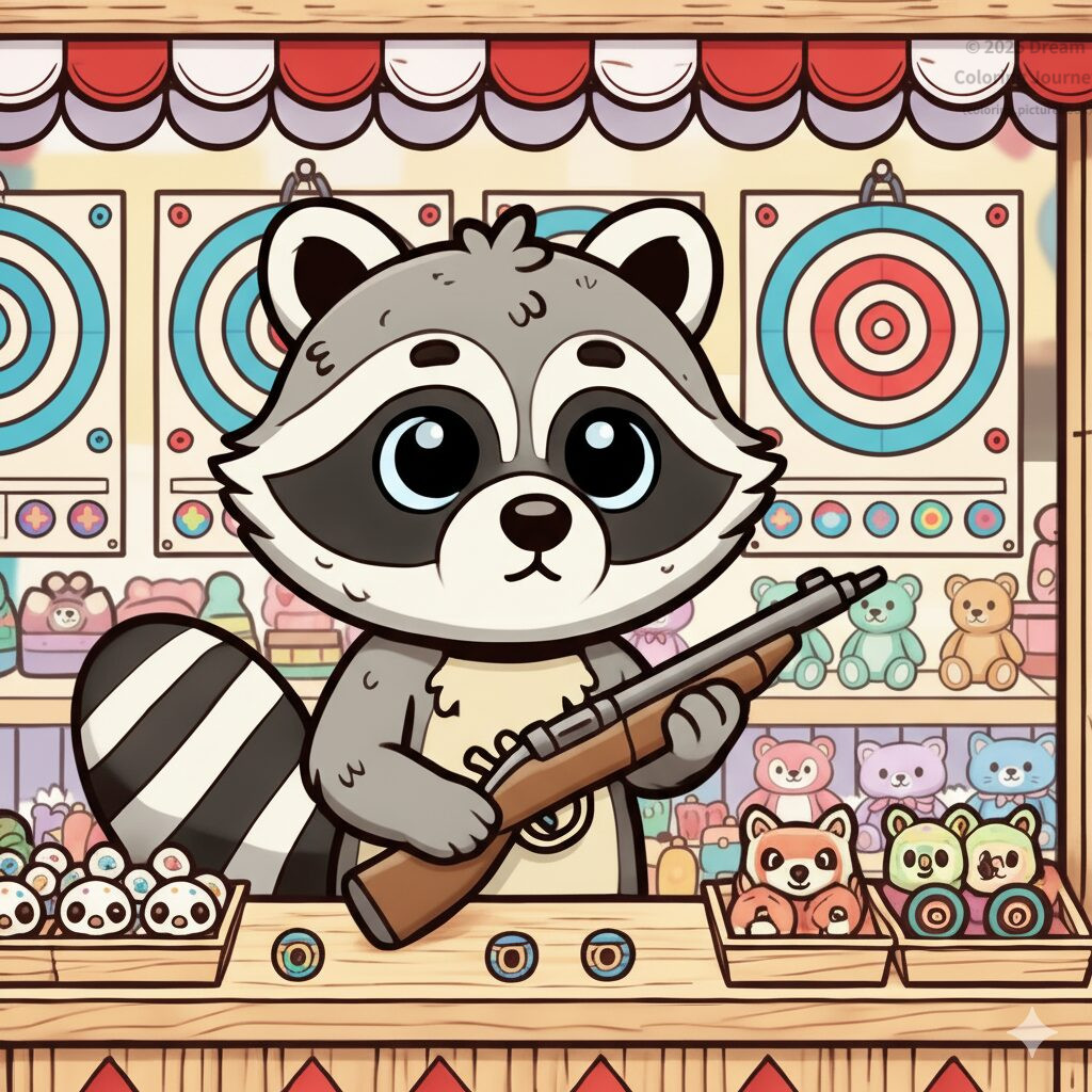 12. Raccoon at a Carnival Shooting Game