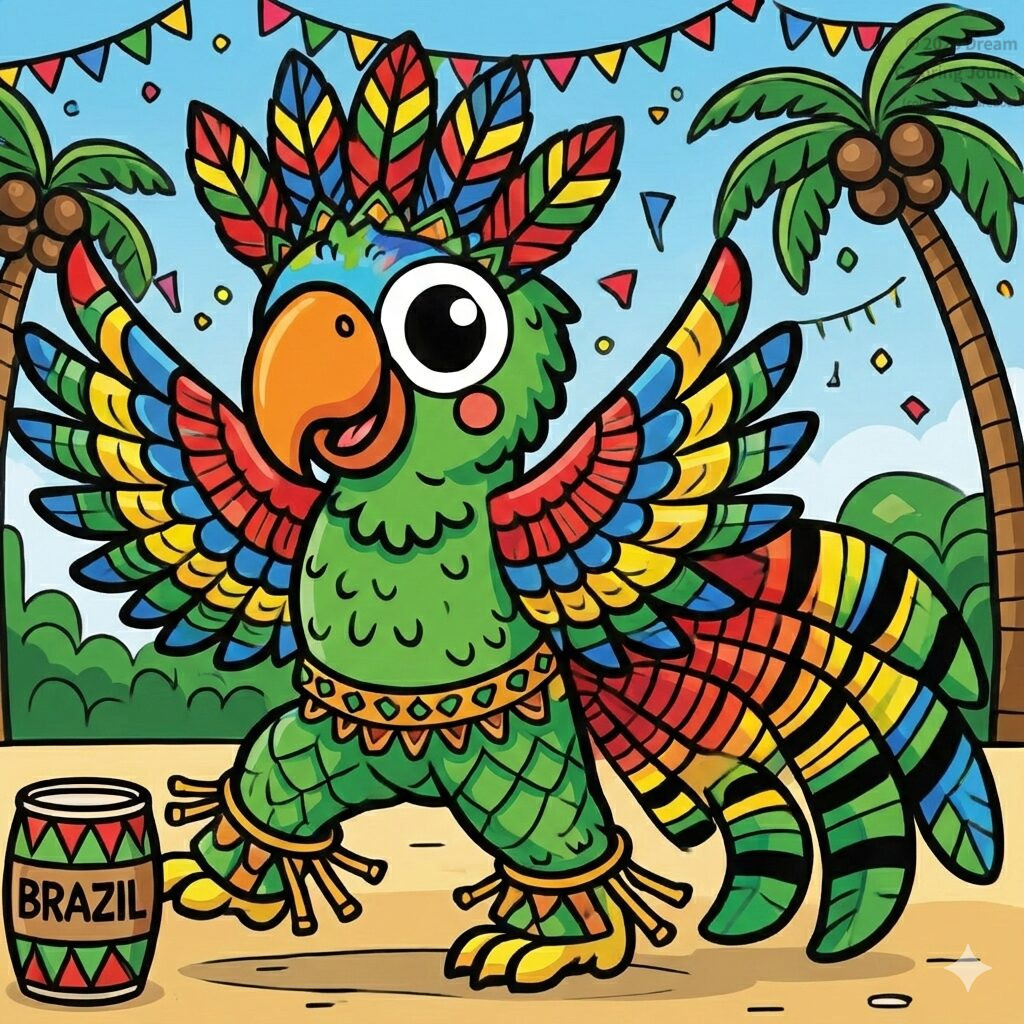 12. Brazil: Rio Carnival with a dancing Parrot