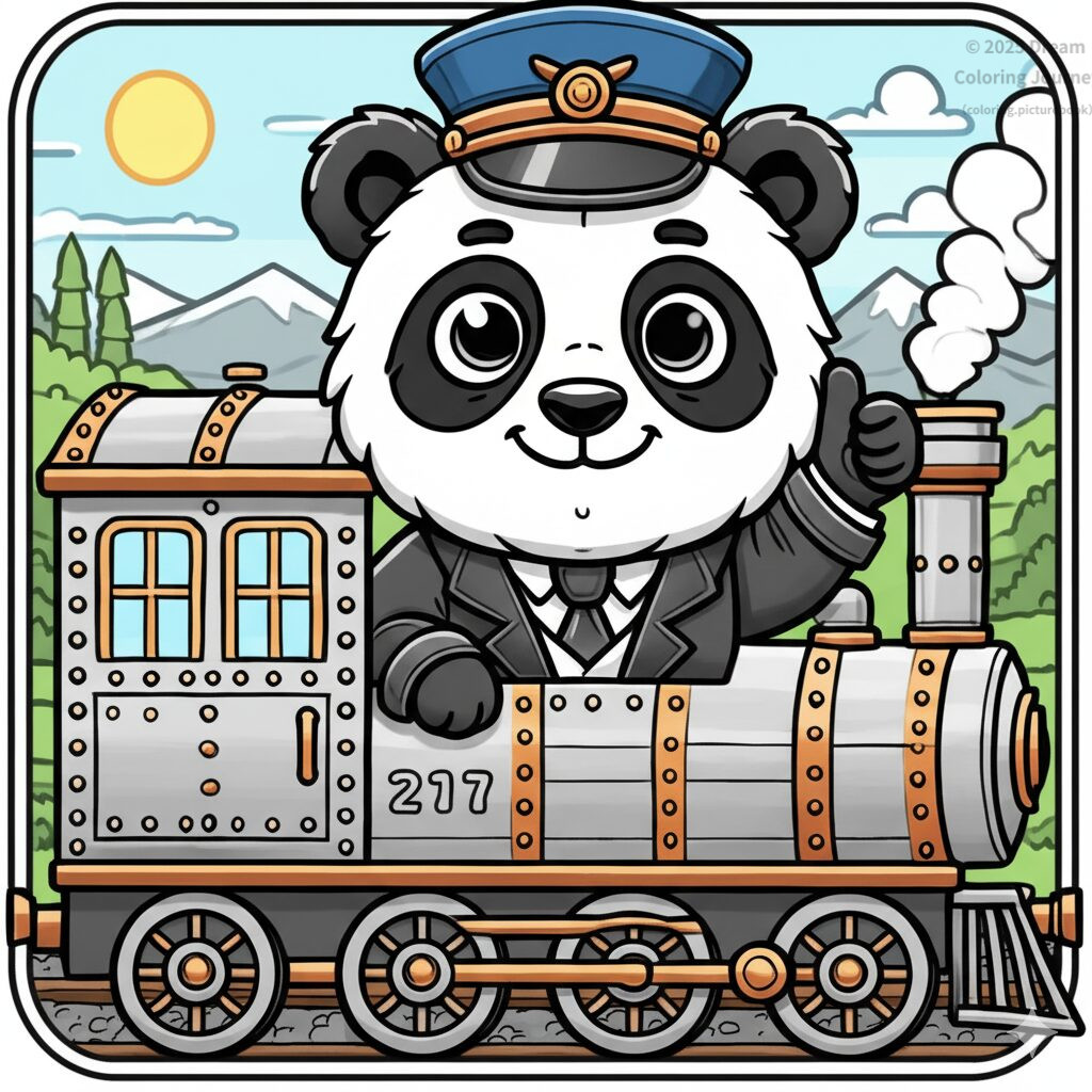 13. Panda conductor on a Steam Train