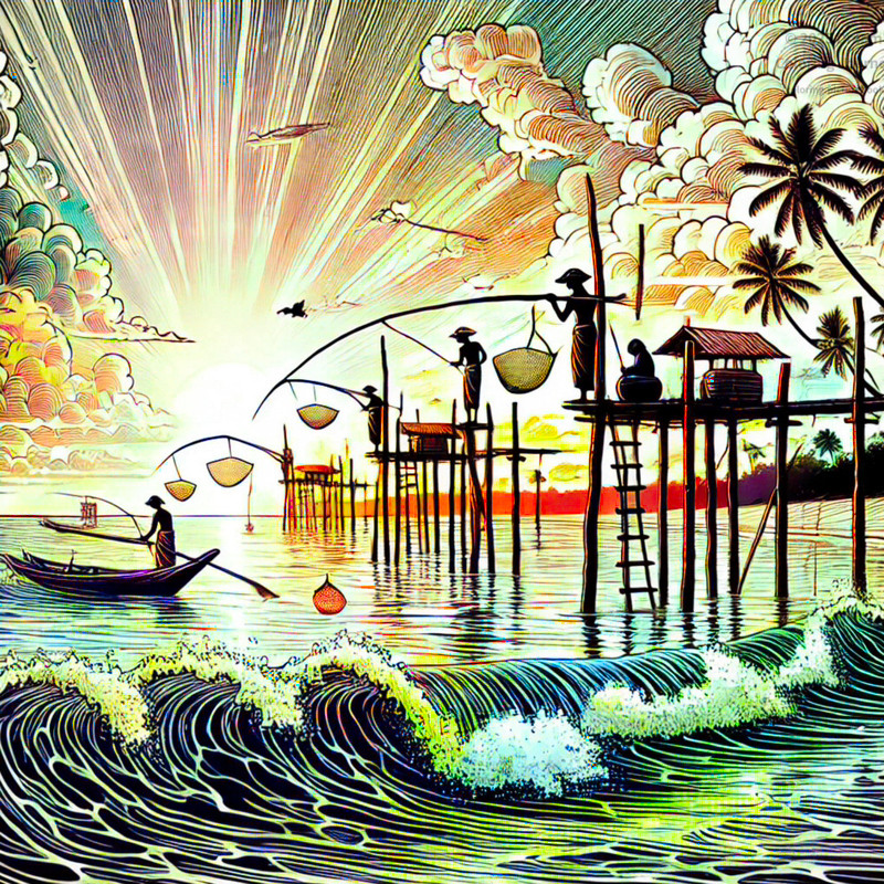 7. Stilt Fishermen at Sunset