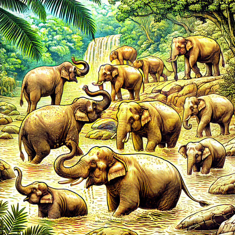 8. Elephants Bathing at Pinnawala