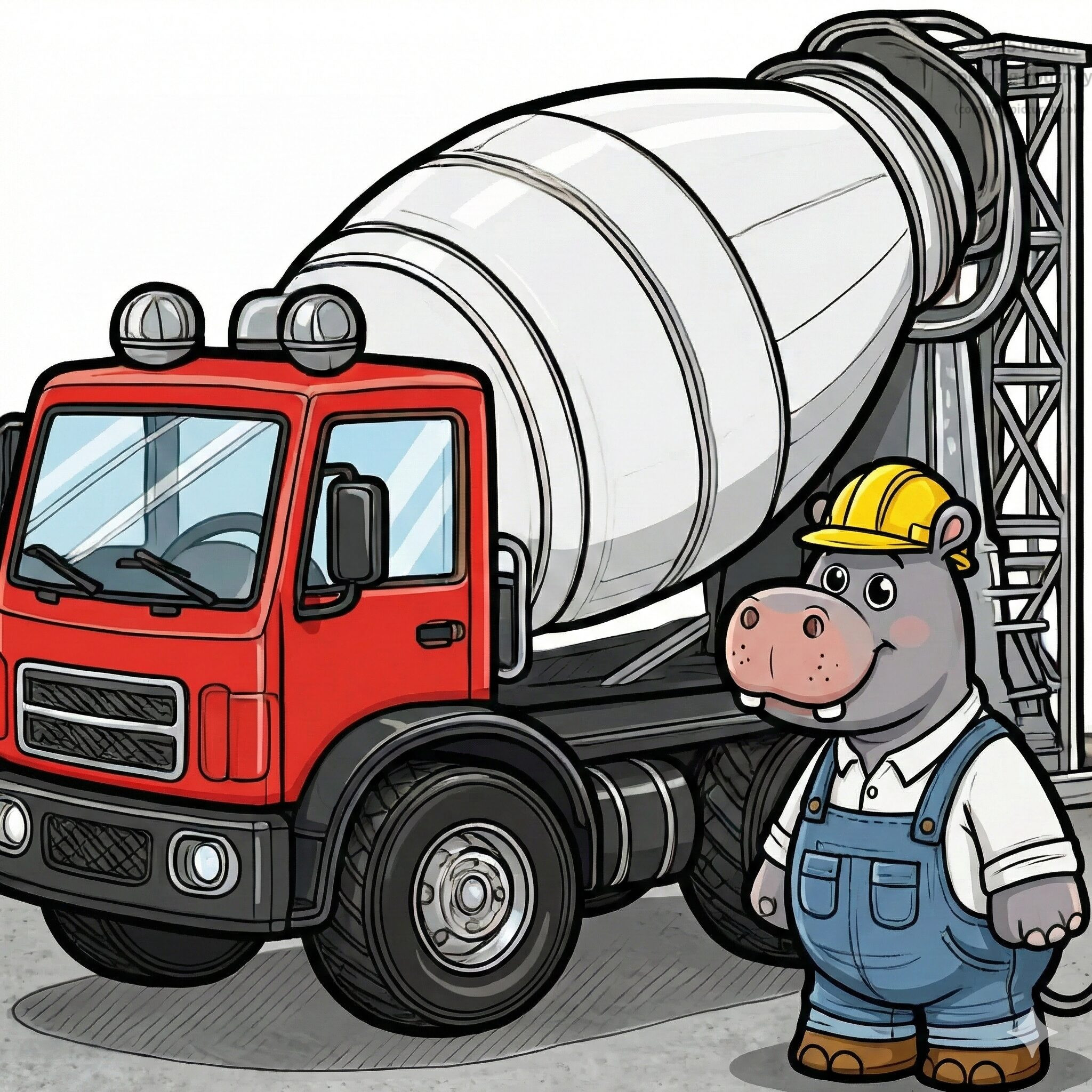17 . Cement Mixer with a Hippo Worker