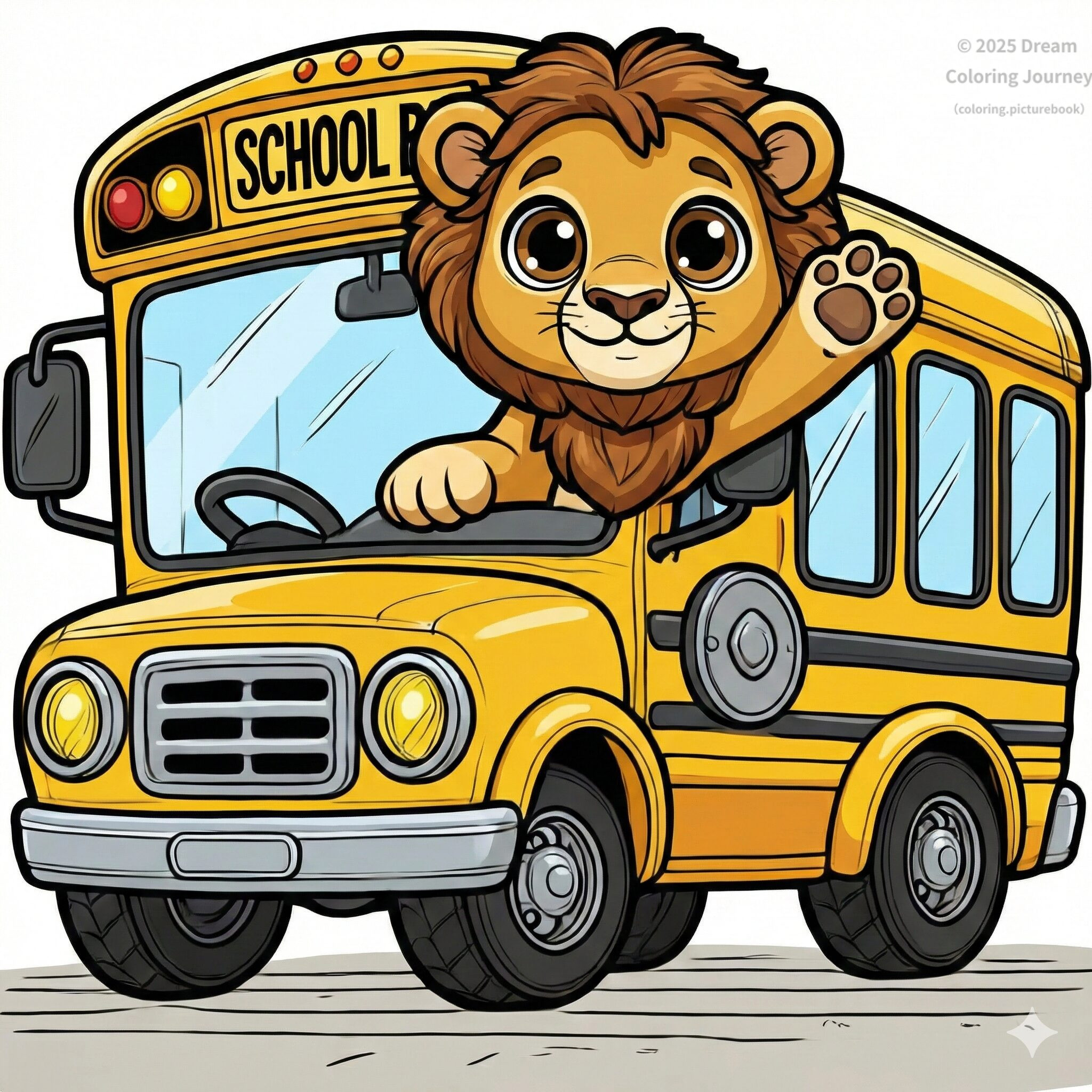 18 . School Bus with a Lion Driver