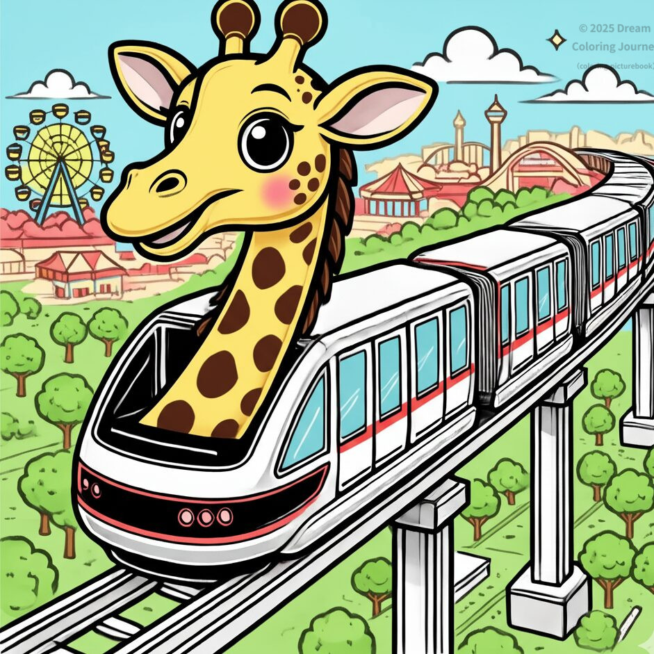 19. Giraffe riding the park Monorail
