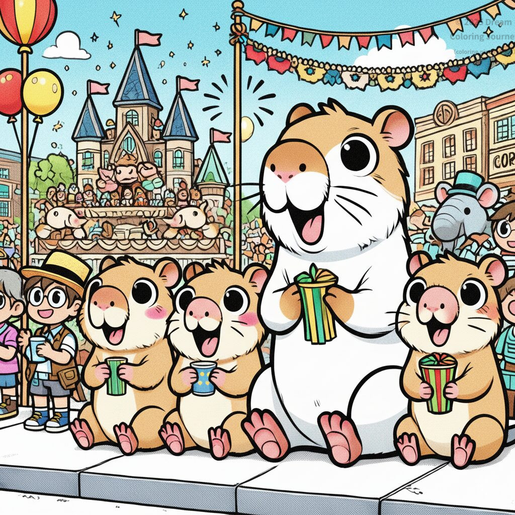 23. Capybara family watching a Parade in the front row