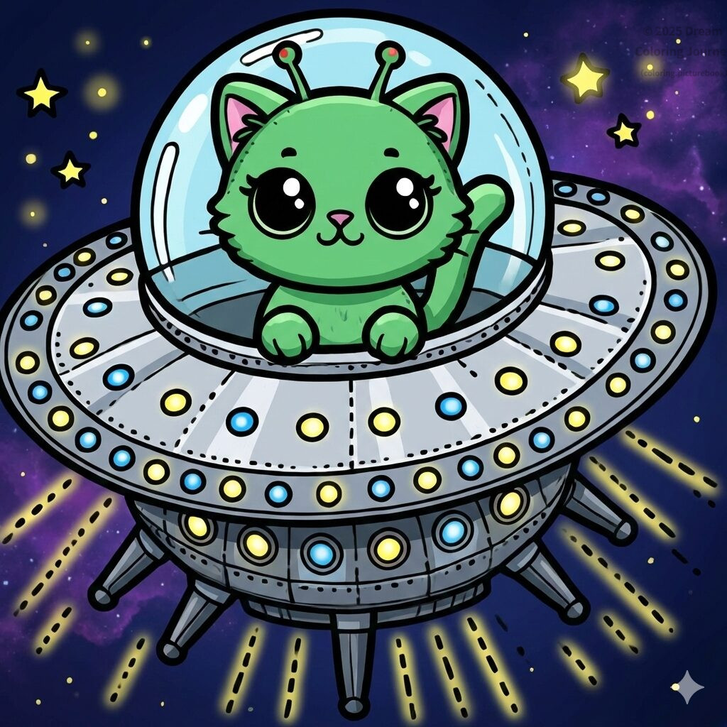 23 . UFO with an Alien Cat