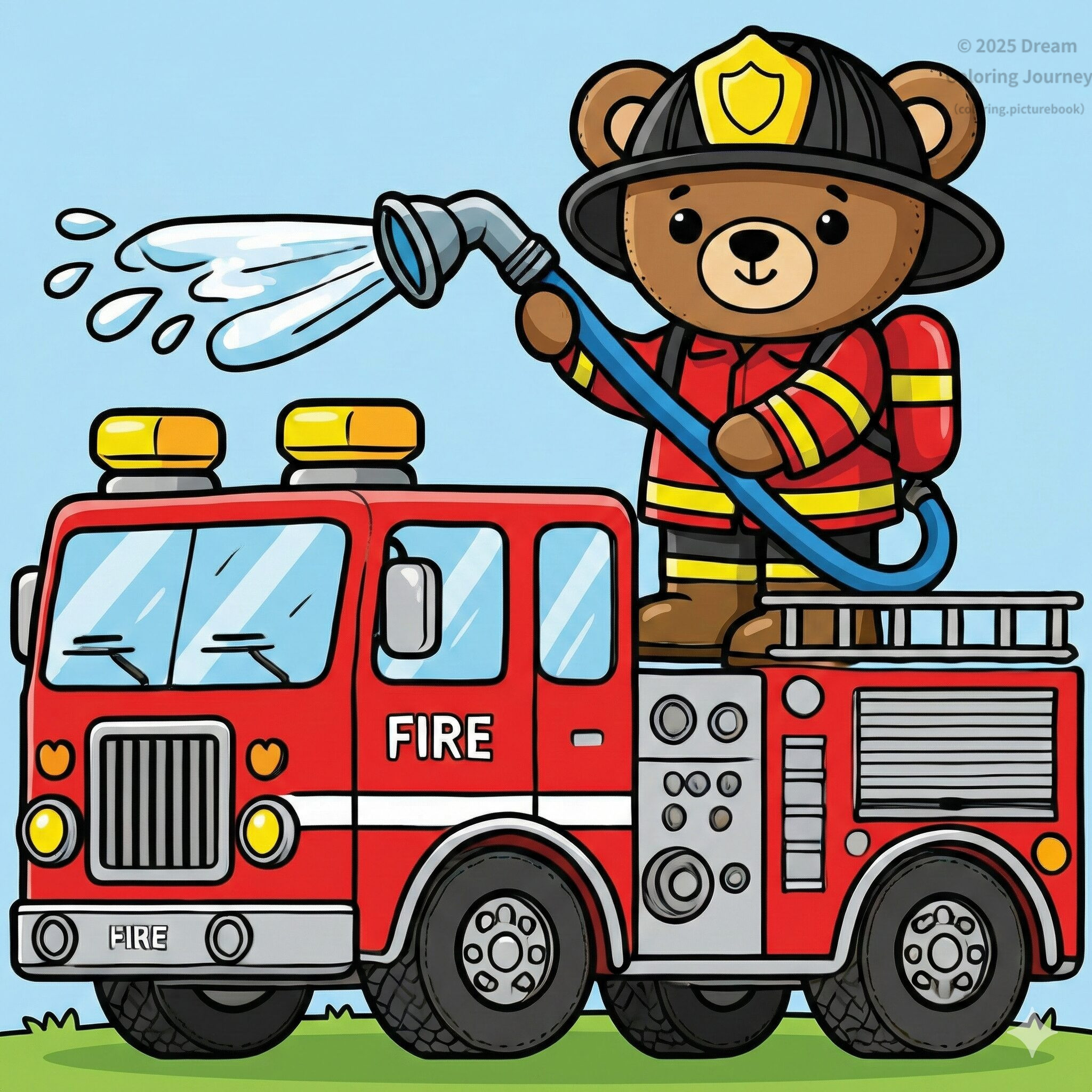 2 . Fire Truck with a Bear Firefighter