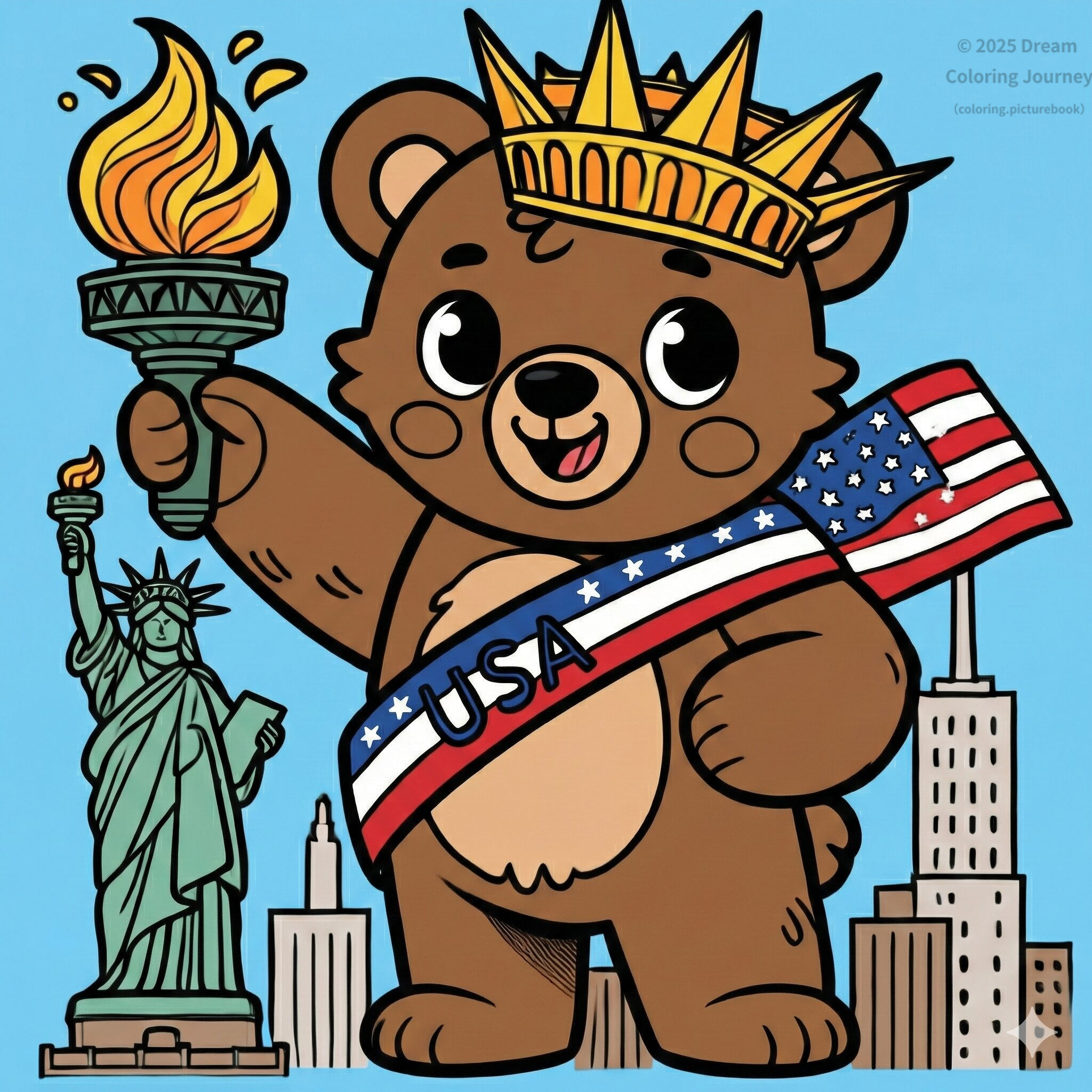 2. USA: Statue of Liberty posing with a Bear