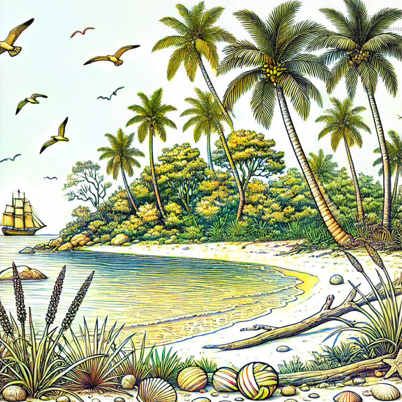 20. Palm Trees on Sandy Island