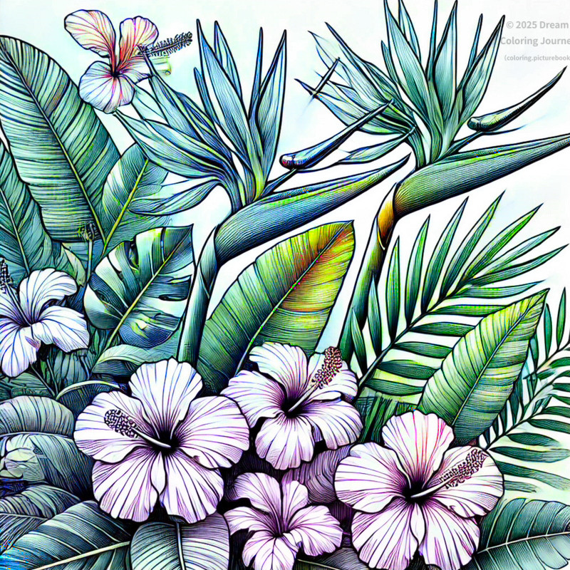 22. Tropical Flowers (Heliconia and Hibiscus)