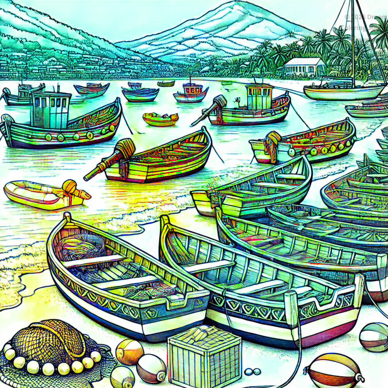 24. Colorful Fishing Boats on the Shore