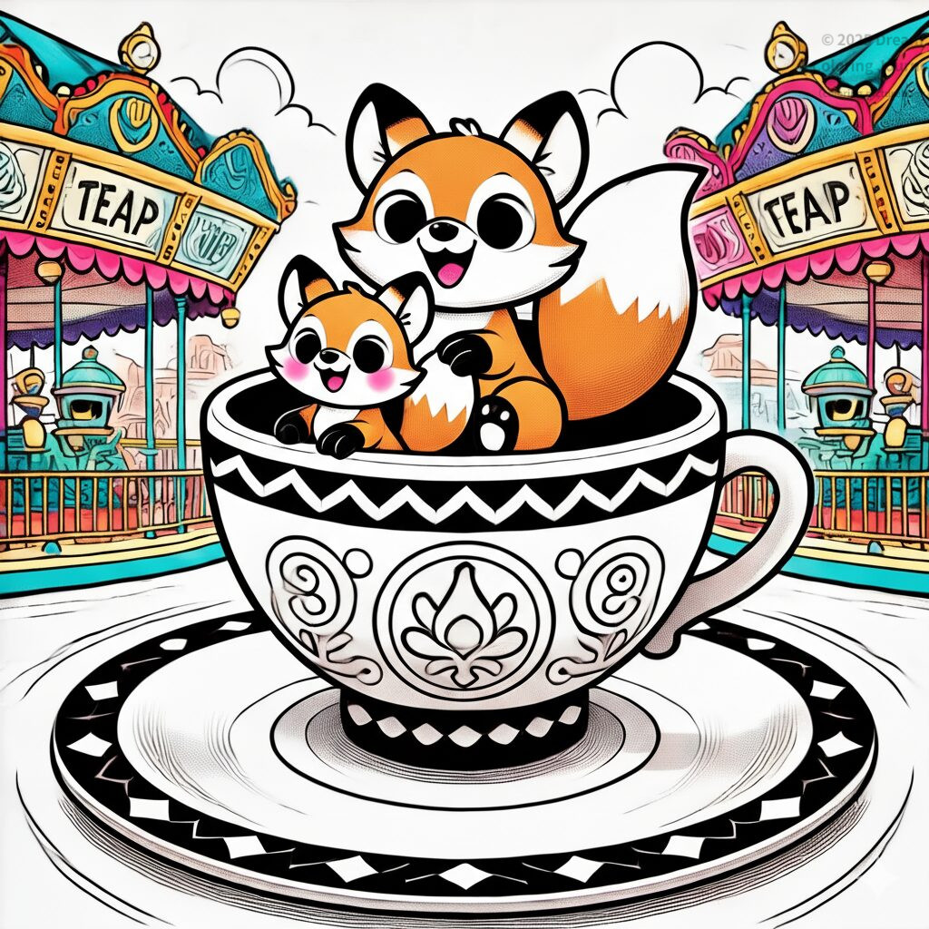 5. Fox family on a Teacup Ride