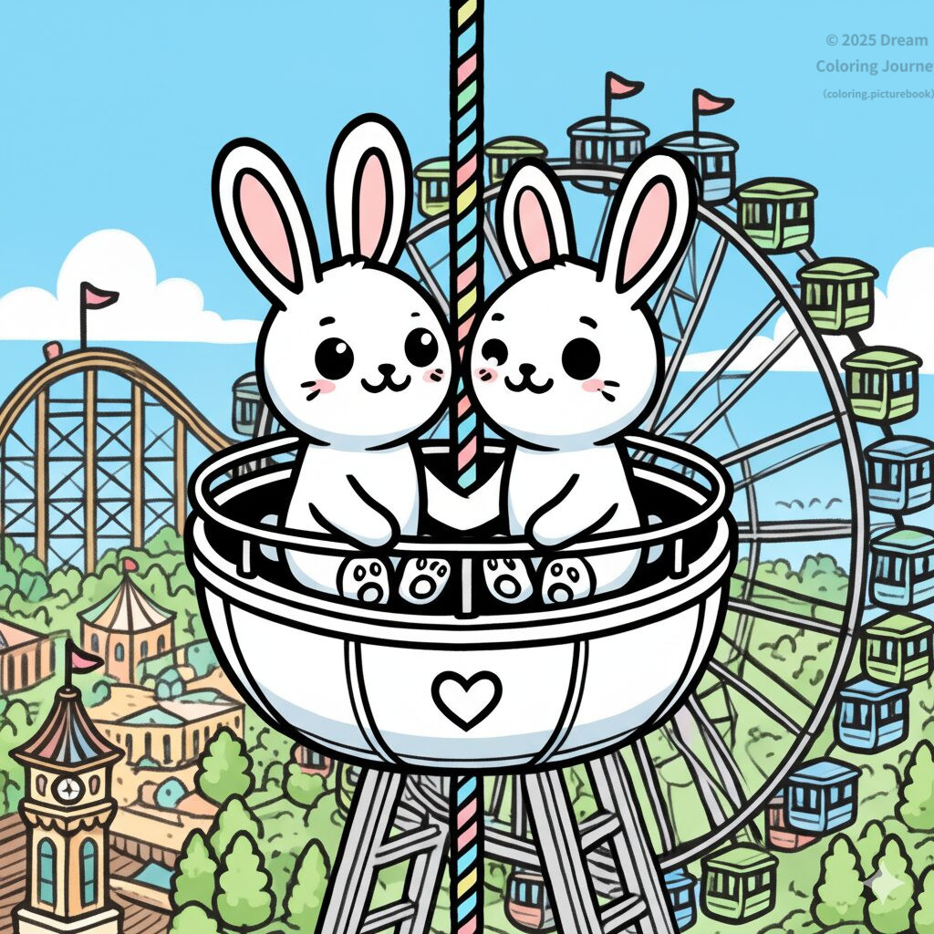 6. Rabbit couple on a Ferris Wheel