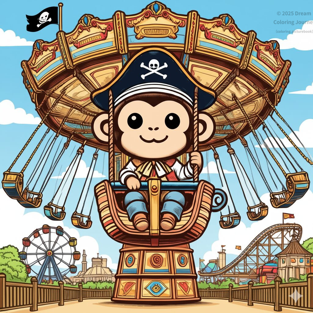 9. Monkey captain on a Pirate Ship Ride (Viking)