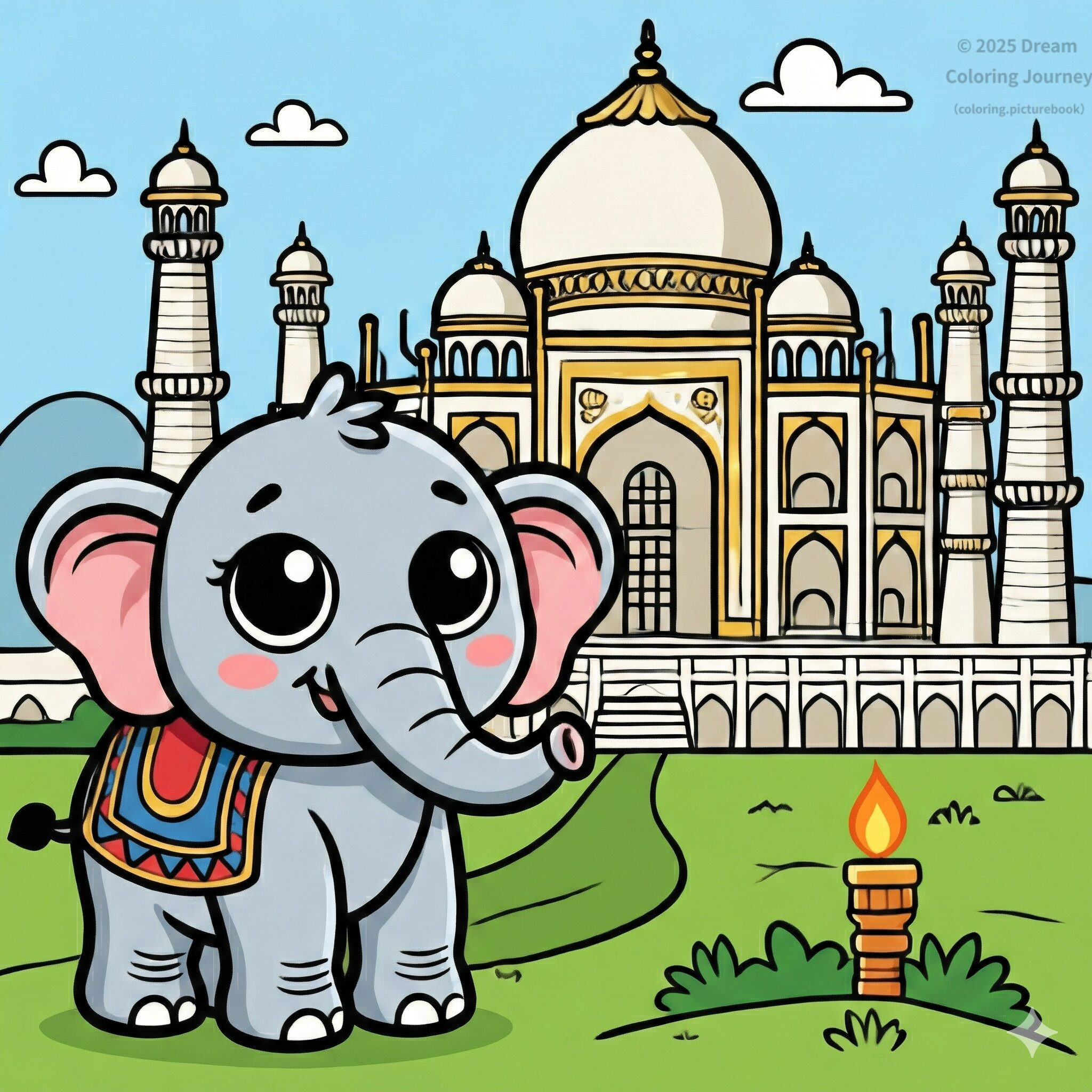 9. India: Taj Mahal with an Elephant