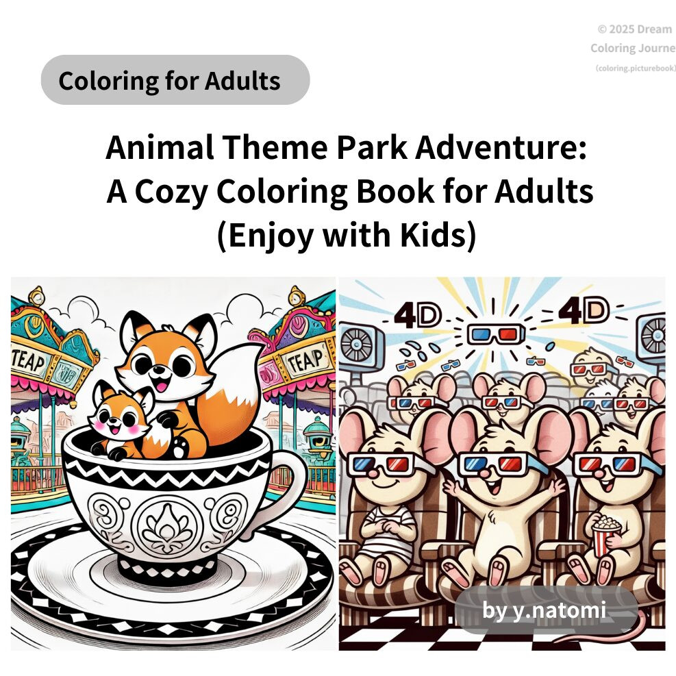 Animal Theme Park Adventure: A Cozy Coloring Book for Adults (Enjoy with Kids)