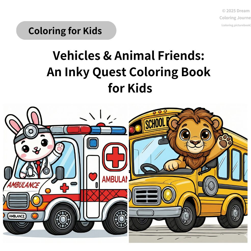 Vehicles & Animal Friends: An Inky Quest Coloring Book for Kids