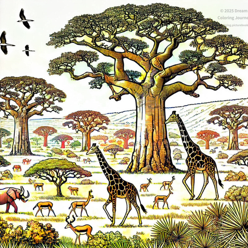 9. Bandia Wildlife Reserve with giraffes and baobab trees