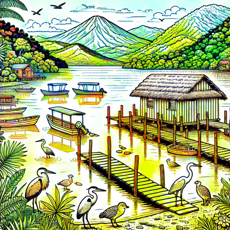 13. Lake Yojoa lakeside village and birds