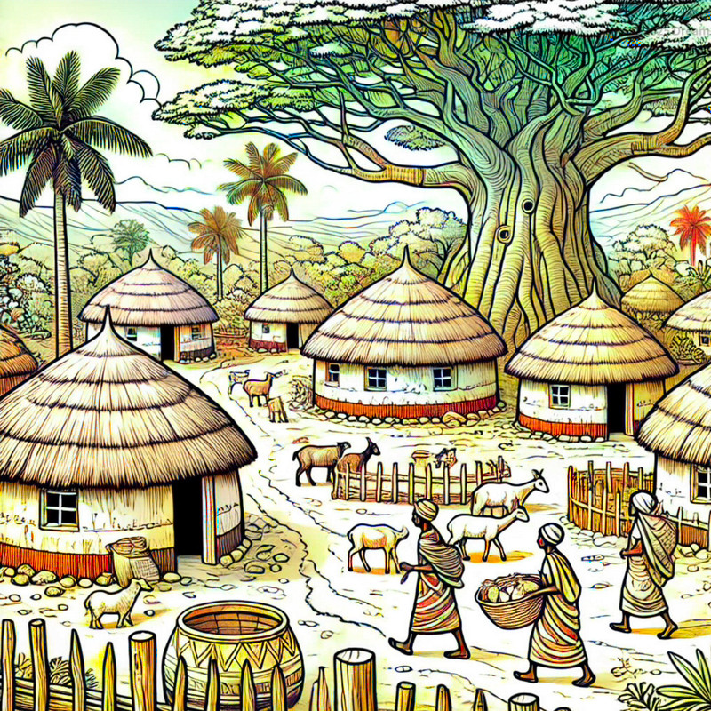13. Traditional Senegalese village with round huts
