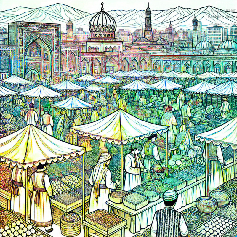 2. Osh Bazaar traditional market scene