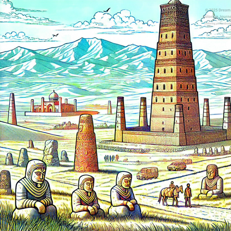 3. Burana Tower and ancient Balbals stones