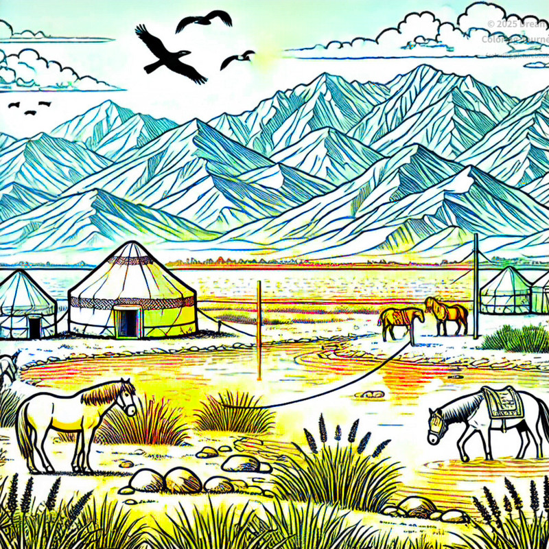 4. Issyk-Kul Lake shoreline and mountains