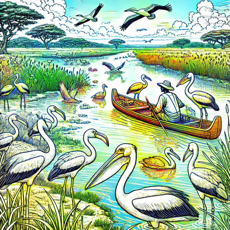 4. Djoudj National Bird Sanctuary with flamingos and pelicans