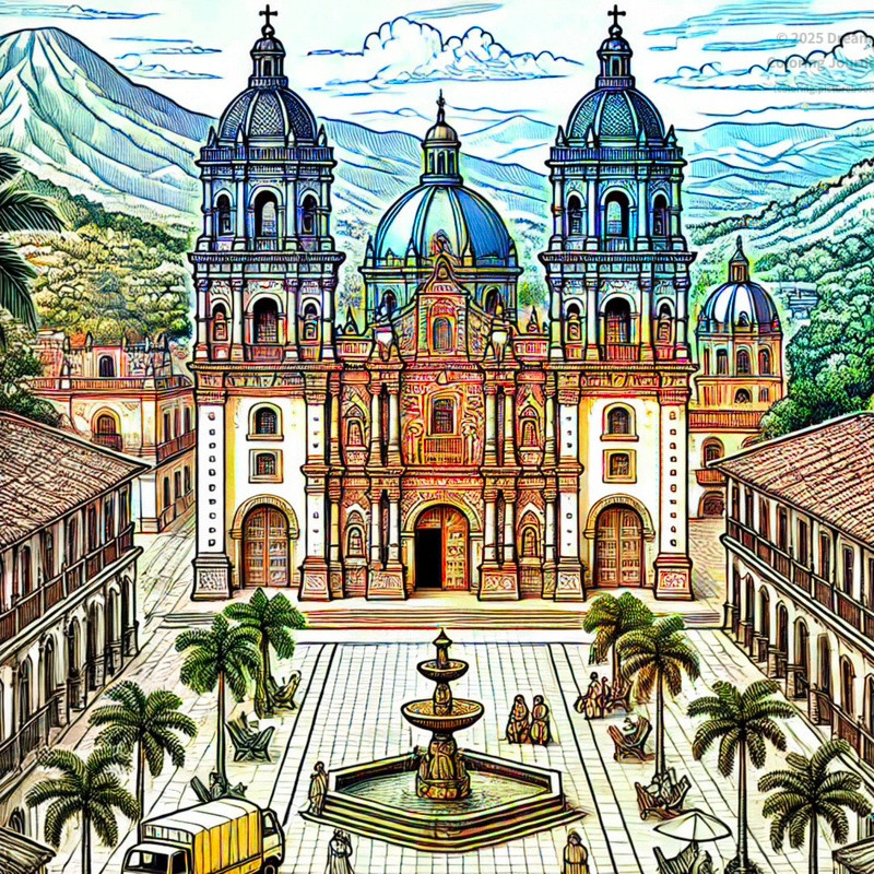 Honduras Tourist Spot Coloring Page
