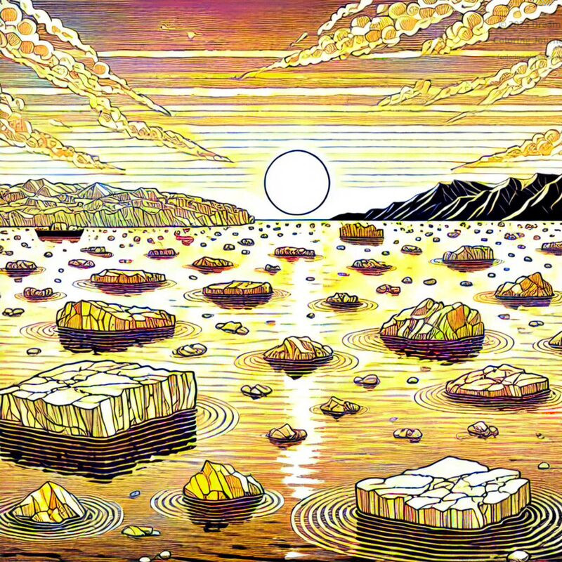 20. Midnight Sun over Arctic Icebergs