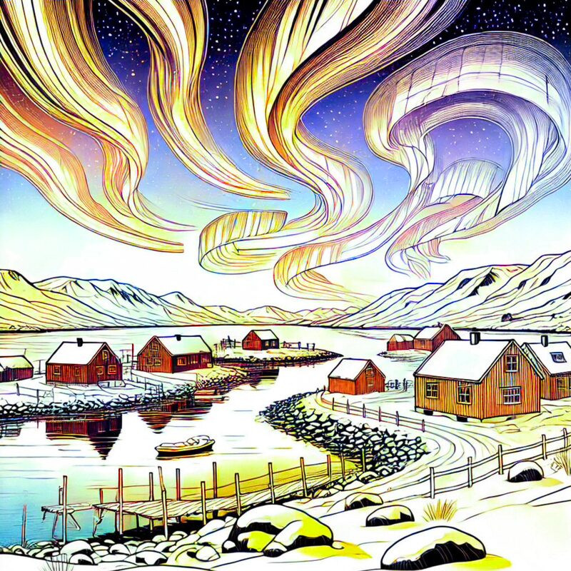 21. Northern Lights above a Greenland Village