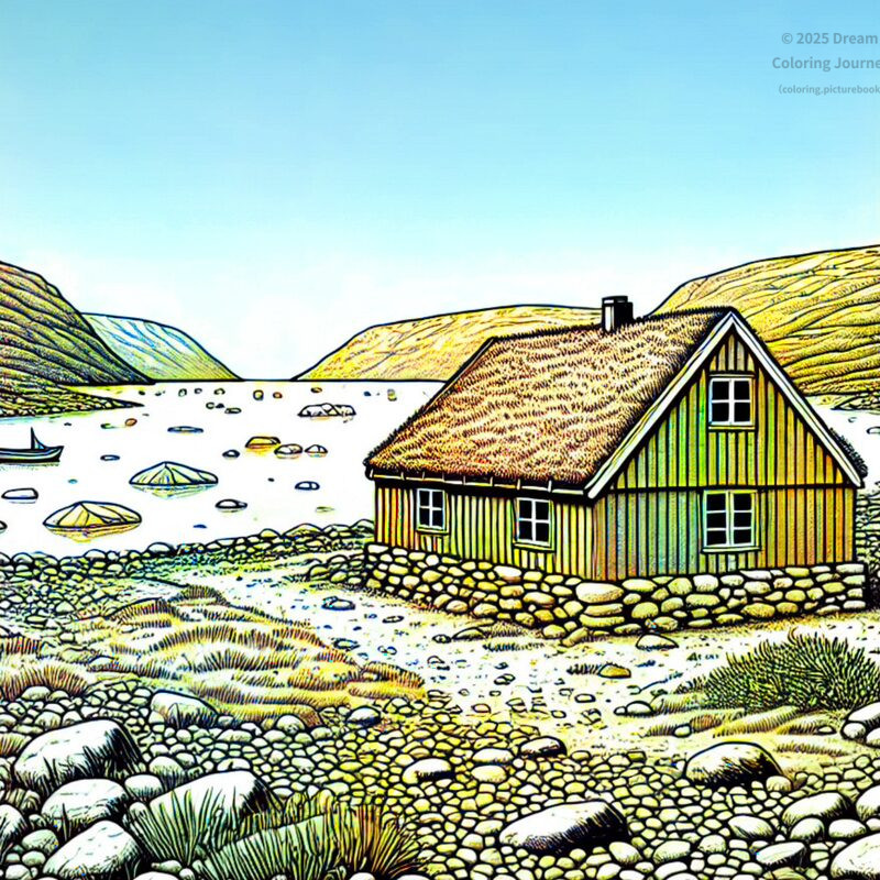 22. Traditional Greenlandic Turf House and Fjord