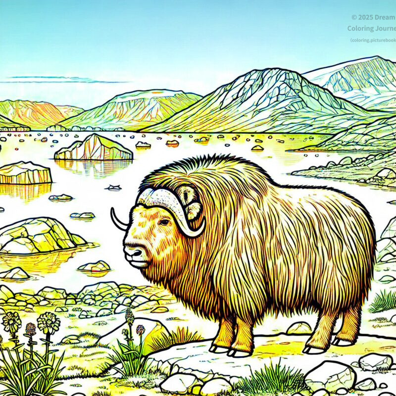 24. Arctic Wildlife Coast with Musk Ox and Mountains