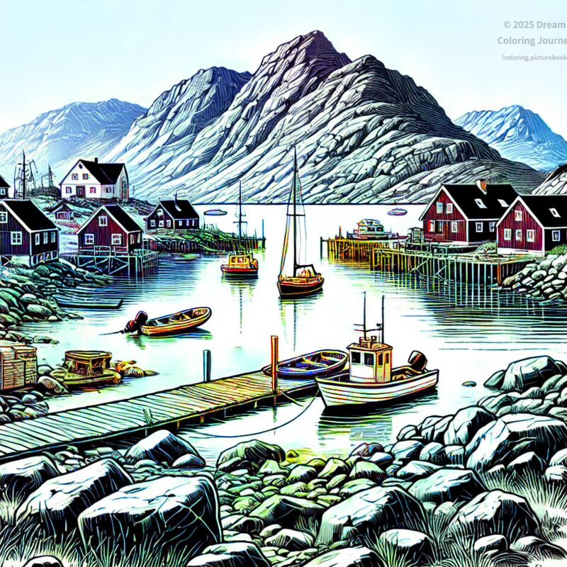 3. Nuuk Colorful Harbor and Mountain View