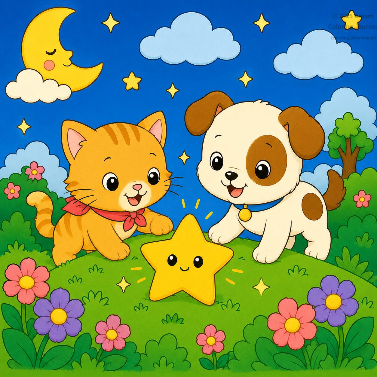 20. Kitten and Puppy Finding a Wishing Star