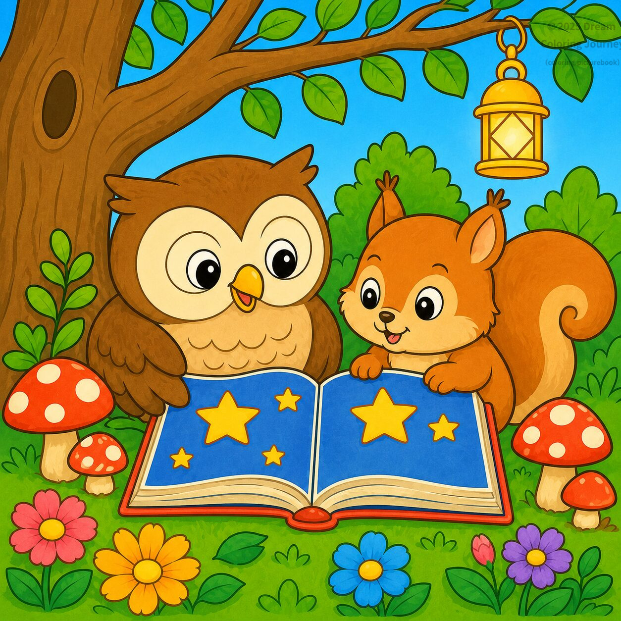 21. Owl and Squirrel Reading a Magic Book