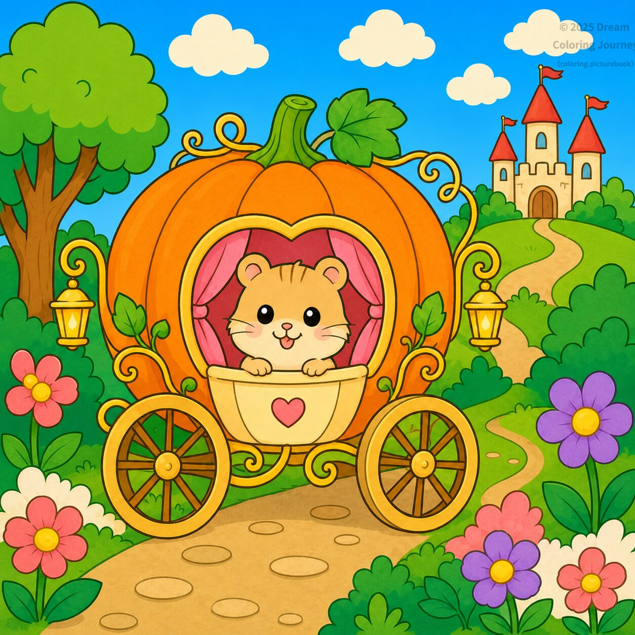23. Little Hamster Riding a Pumpkin Carriage