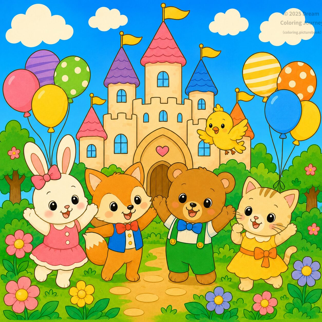 24. Animal Friends Celebrating at the Fairy Castle