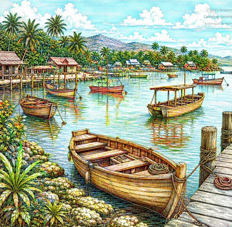 21. Island Harbor with Boats
